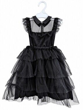 Zara Girls Black Tulle Party Dress With Collar Size 3-4Y